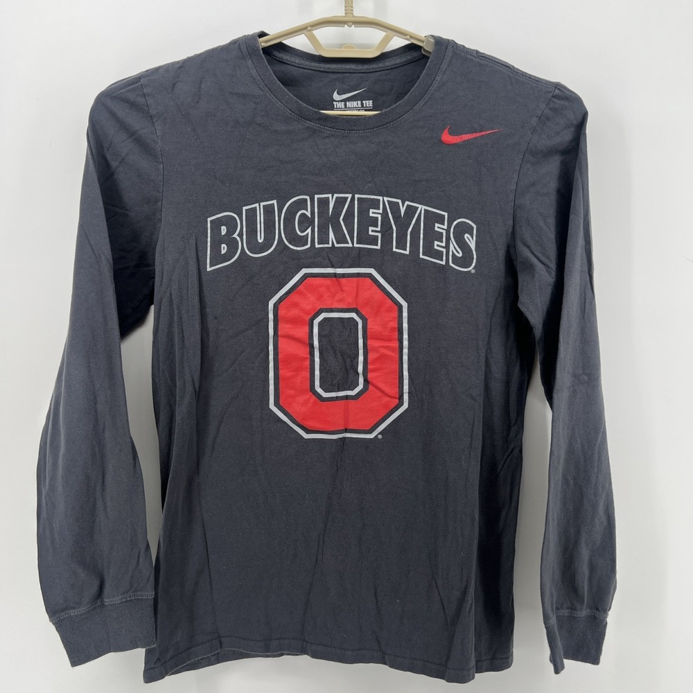 Ohio State Buckeyes Nike Tee Men's Long Sleeve Shirt Size S Athletic Cut Gray